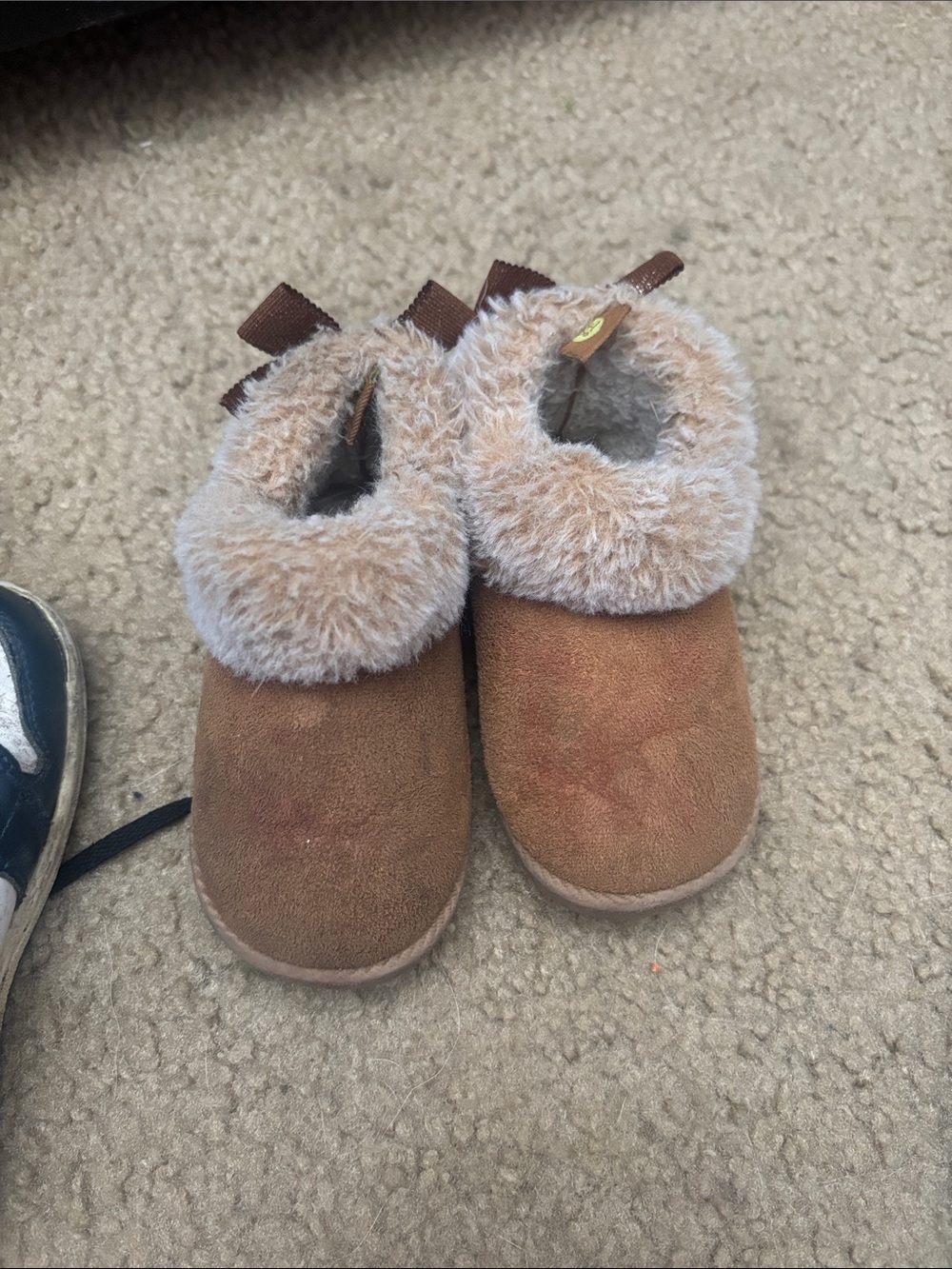 Cozy Brown Faux-Fur Lined Kids Slippers